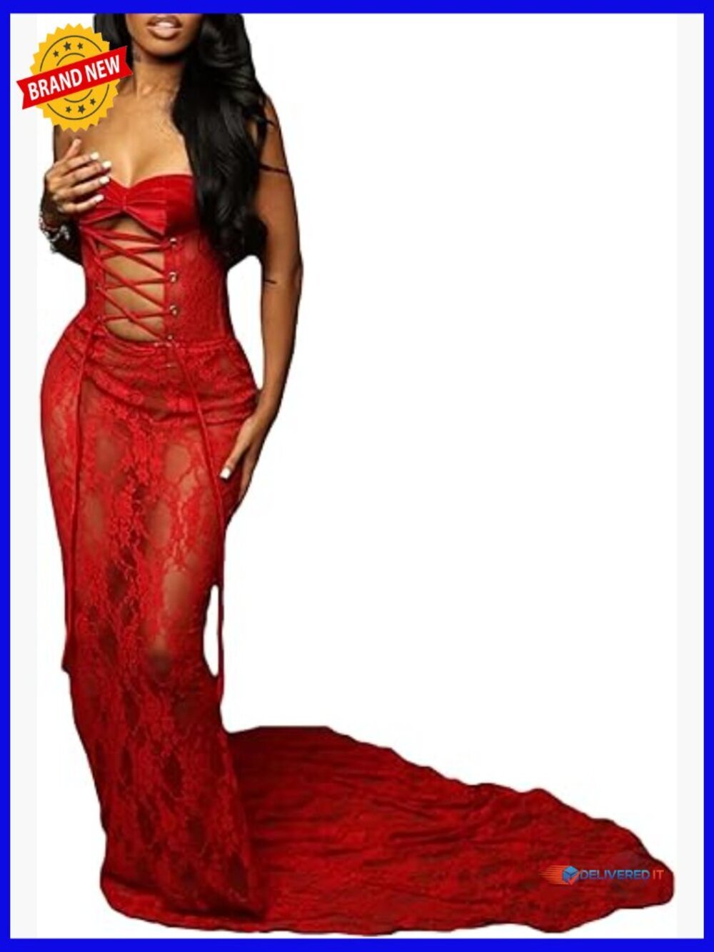 Sexy Strapless Lace Maxi Dress Bodycon Mermaid Formal Evening Gown